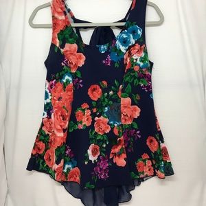 Ooh La La Mixed Media Peplum Floral Blouse